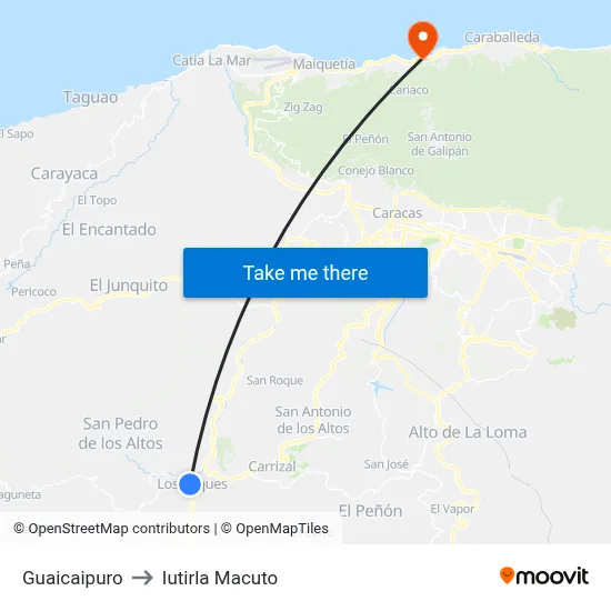 Guaicaipuro to Iutirla Macuto map