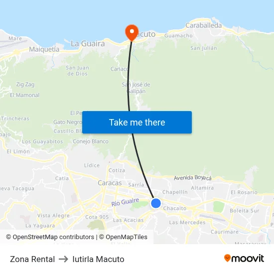 Zona Rental to Iutirla Macuto map
