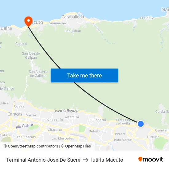 Terminal Antonio José De Sucre to Iutirla Macuto map