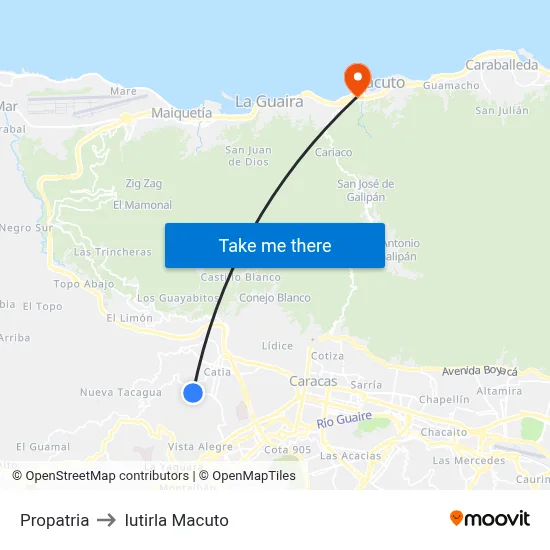 Propatria to Iutirla Macuto map