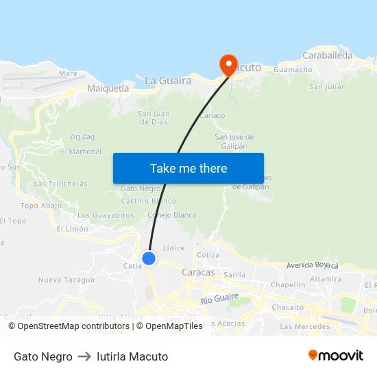 Gato Negro to Iutirla Macuto map