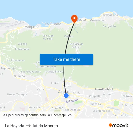 La Hoyada to Iutirla Macuto map