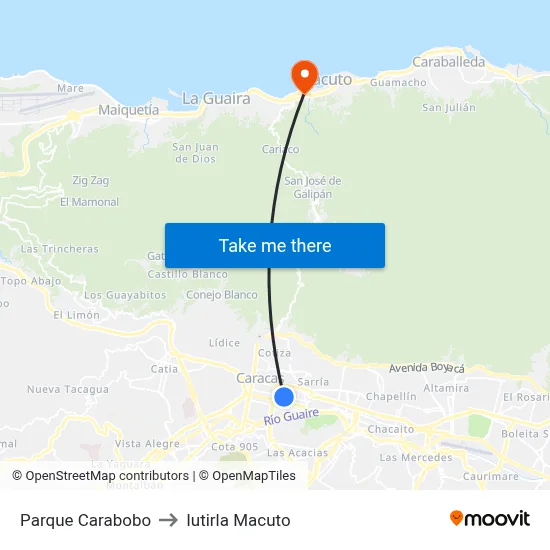 Parque Carabobo to Iutirla Macuto map