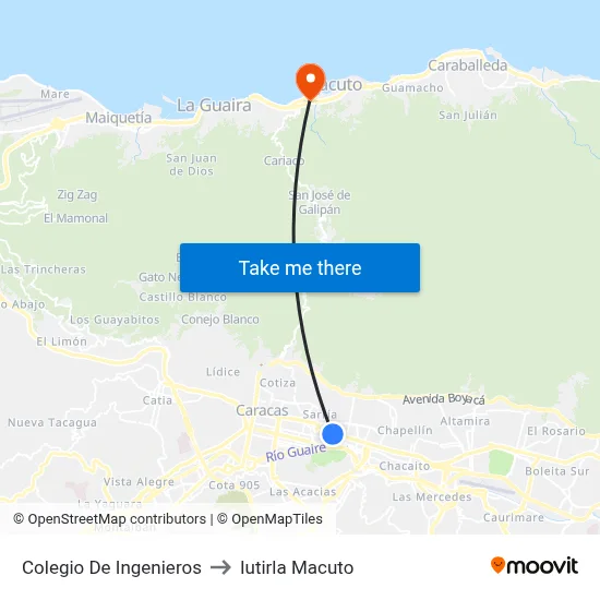Colegio De Ingenieros to Iutirla Macuto map