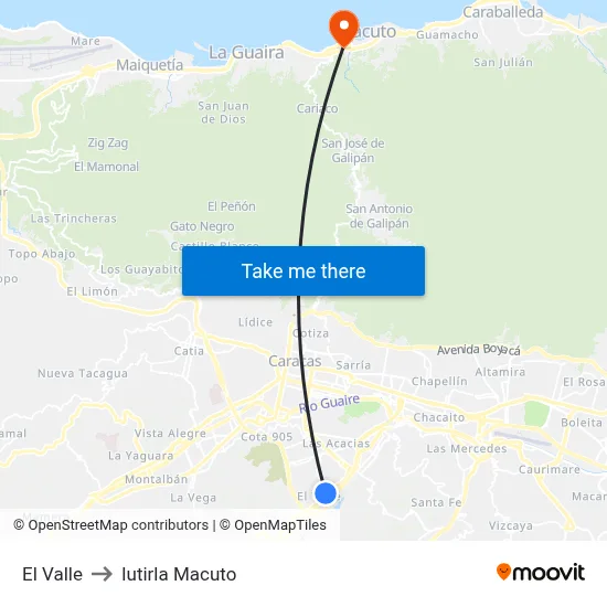 El Valle to Iutirla Macuto map