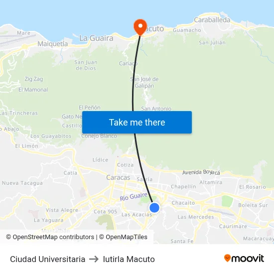 Ciudad Universitaria to Iutirla Macuto map
