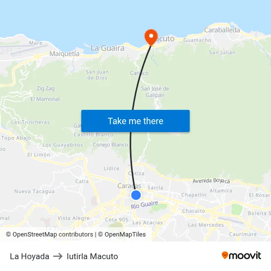 La Hoyada to Iutirla Macuto map