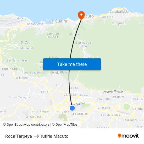 Roca Tarpeya to Iutirla Macuto map