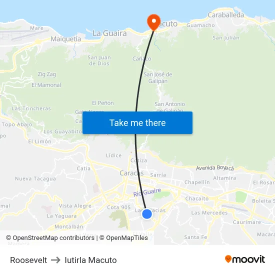 Roosevelt to Iutirla Macuto map