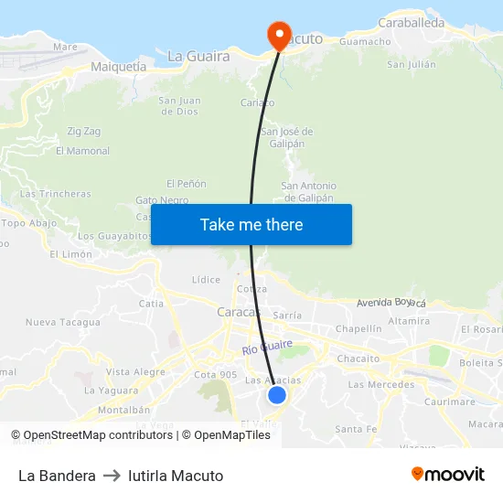 La Bandera to Iutirla Macuto map