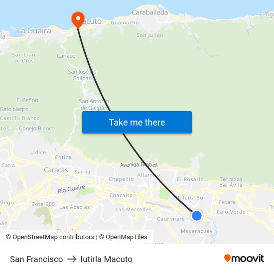 San Francisco to Iutirla Macuto map