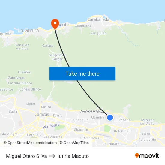 Miguel Otero Silva to Iutirla Macuto map