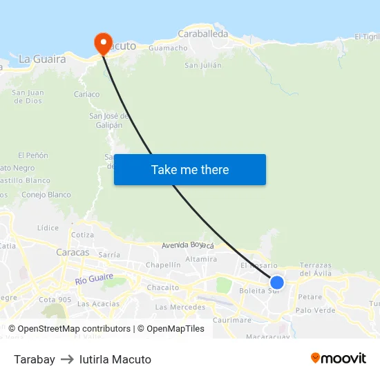 Tarabay to Iutirla Macuto map