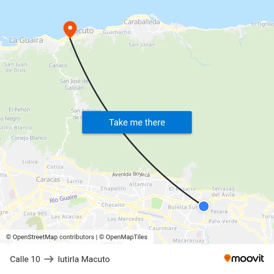Calle 10 to Iutirla Macuto map