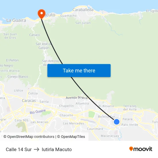 Calle 14 Sur to Iutirla Macuto map