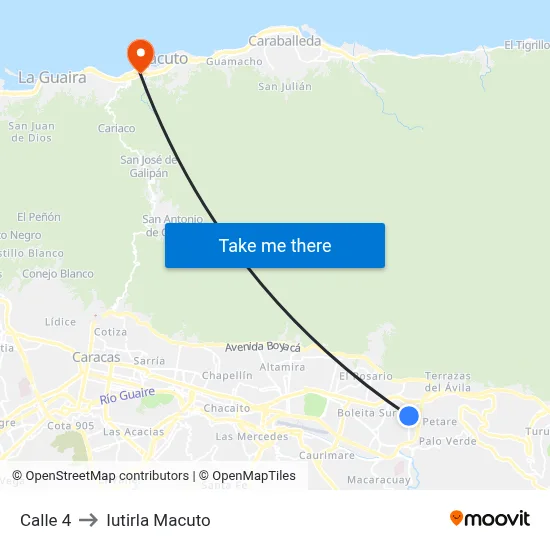 Calle 4 to Iutirla Macuto map
