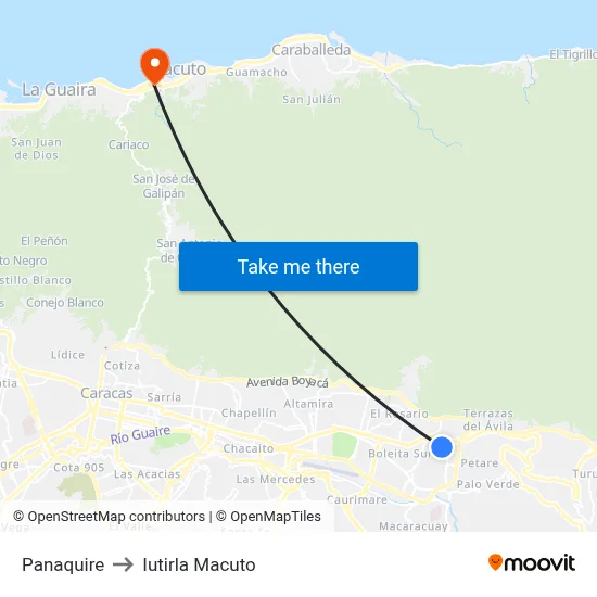 Panaquire to Iutirla Macuto map