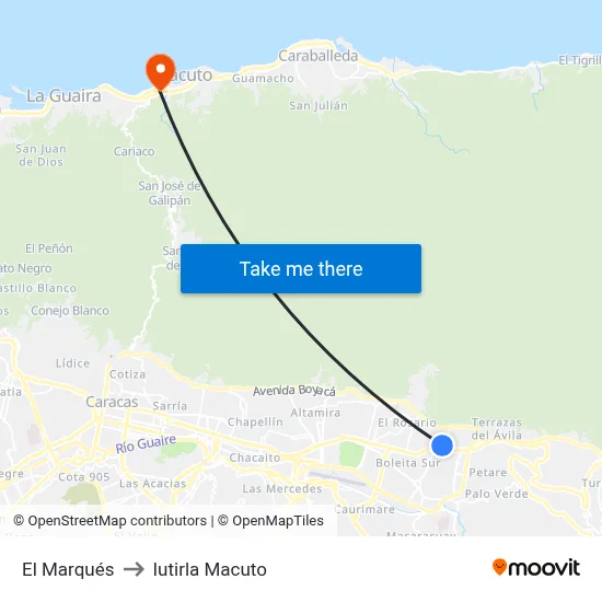 El Marqués to Iutirla Macuto map