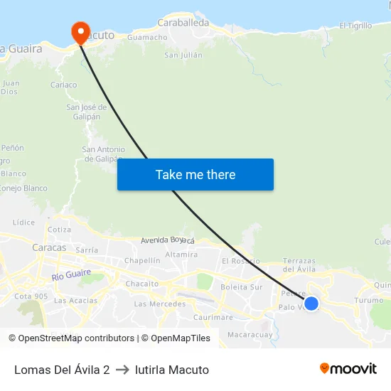 Lomas Del Ávila 2 to Iutirla Macuto map