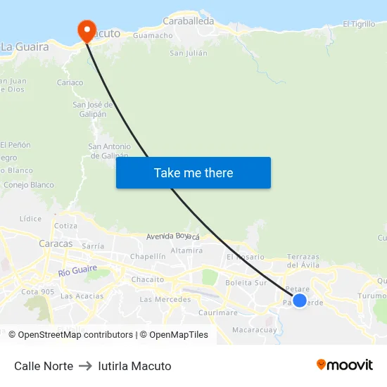 Calle Norte to Iutirla Macuto map
