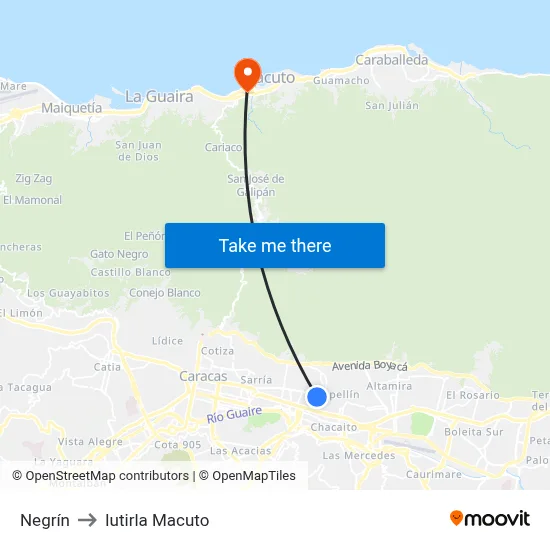 Negrín to Iutirla Macuto map