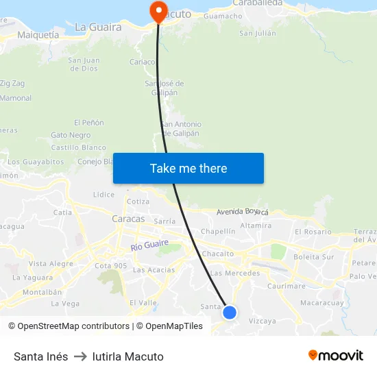 Santa Inés to Iutirla Macuto map