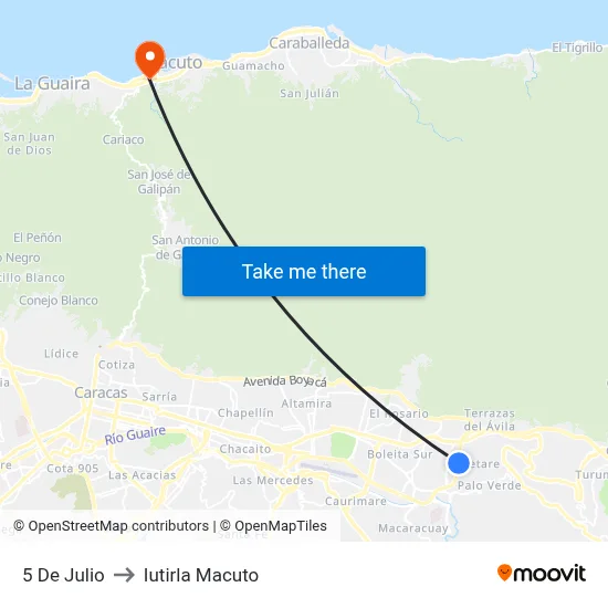 5 De Julio to Iutirla Macuto map