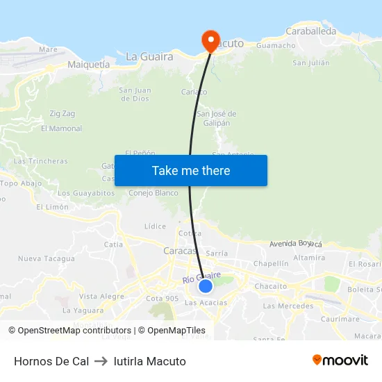 Hornos De Cal to Iutirla Macuto map