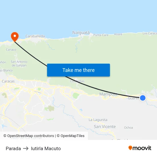 Parada to Iutirla Macuto map