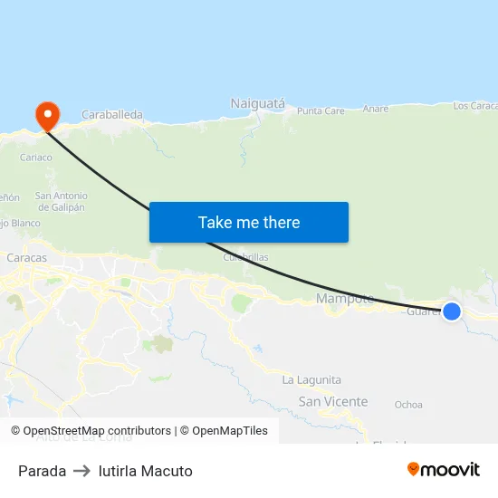 Parada to Iutirla Macuto map