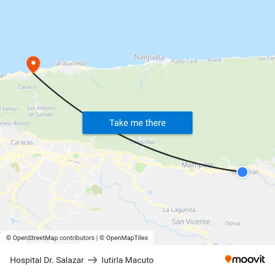 Hospital Dr. Salazar to Iutirla Macuto map