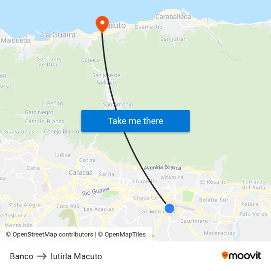 Banco to Iutirla Macuto map