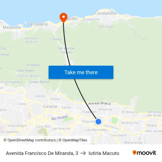 Avenida Francisco De Miranda, 3 to Iutirla Macuto map