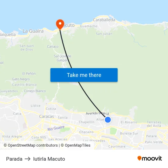 Parada to Iutirla Macuto map