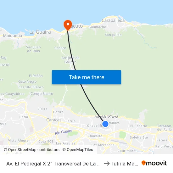 Av. El Pedregal X 2° Transversal De La Castellana to Iutirla Macuto map