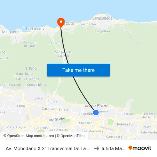 Av. Mohedano X 2° Transversal De La Castellana to Iutirla Macuto map