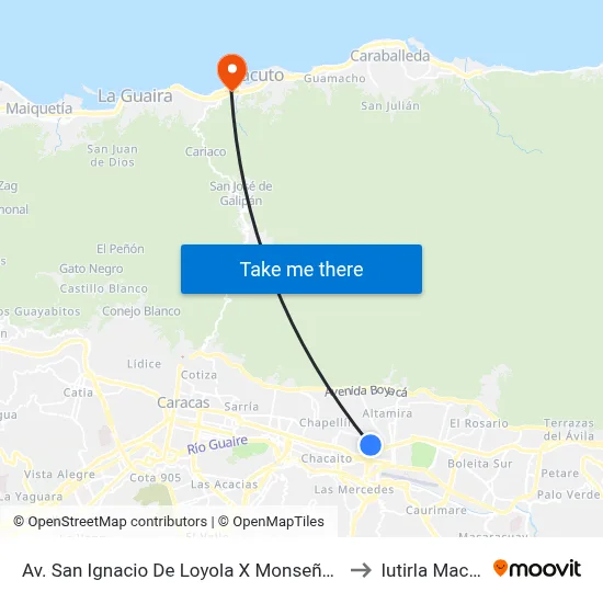 Av. San Ignacio De Loyola X Monseñor Grill to Iutirla Macuto map