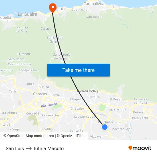 San Luis to Iutirla Macuto map