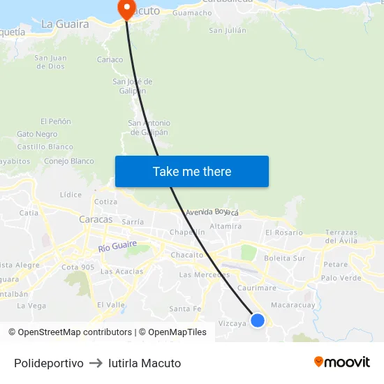 Polideportivo to Iutirla Macuto map
