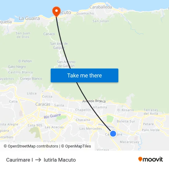Caurimare I to Iutirla Macuto map