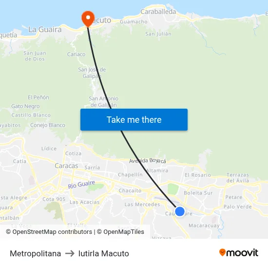 Metropolitana to Iutirla Macuto map