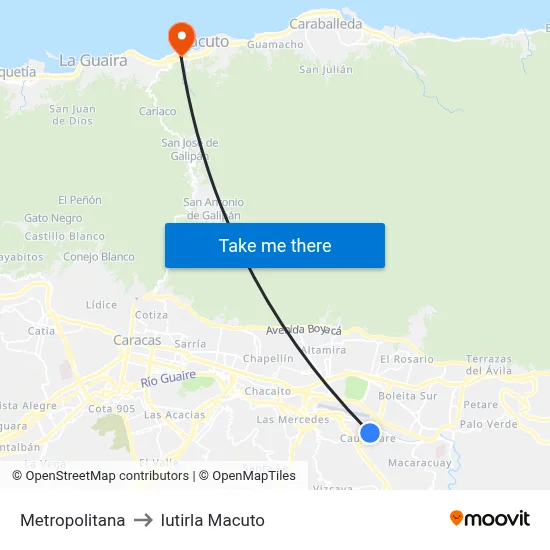 Metropolitana to Iutirla Macuto map