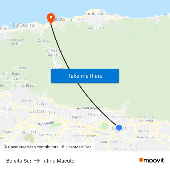 Boleita Sur to Iutirla Macuto map