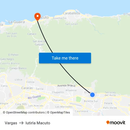 Vargas to Iutirla Macuto map