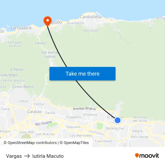 Vargas to Iutirla Macuto map