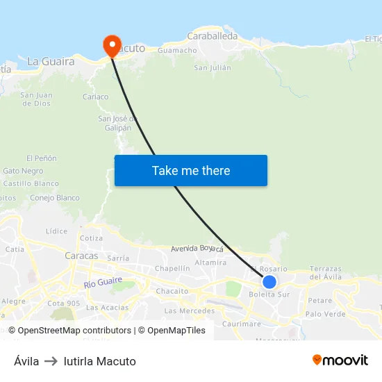 Ávila to Iutirla Macuto map