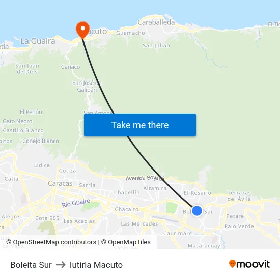 Boleita Sur to Iutirla Macuto map