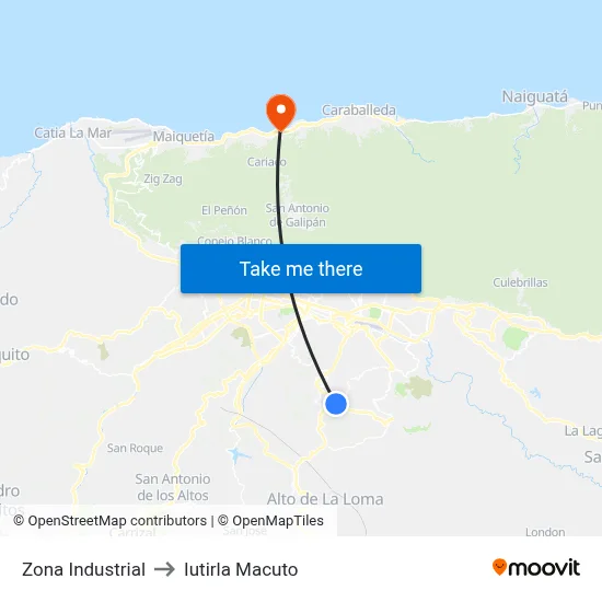 Zona Industrial to Iutirla Macuto map