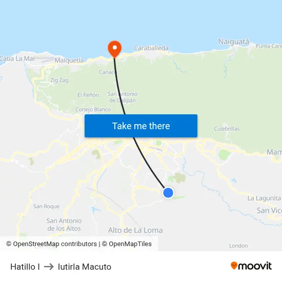 Hatillo I to Iutirla Macuto map
