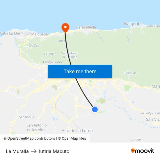 La Muralla to Iutirla Macuto map
